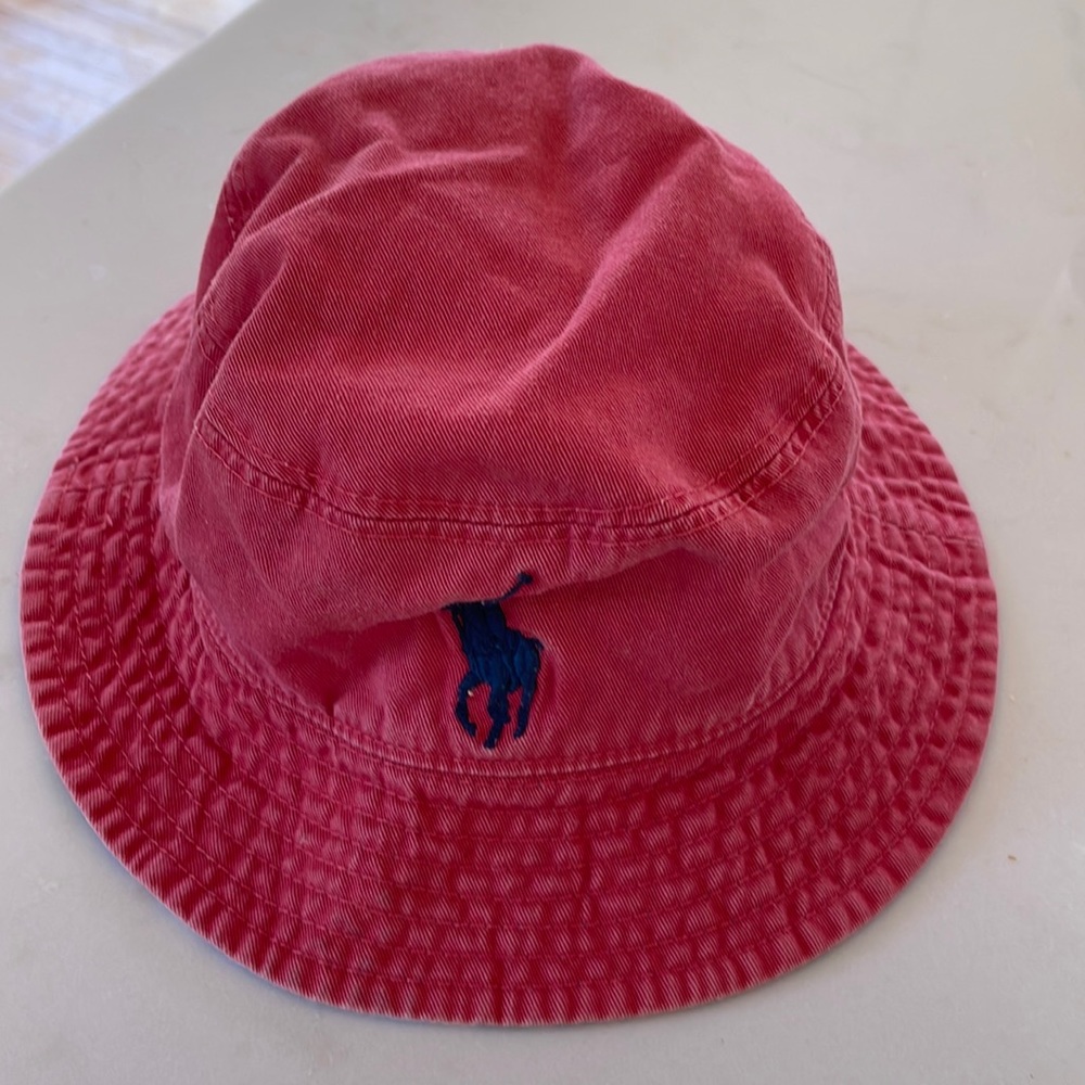 Ralph Lauren Polo Kid’s Reversible Bucket Hat Nantucket red & madras large pony